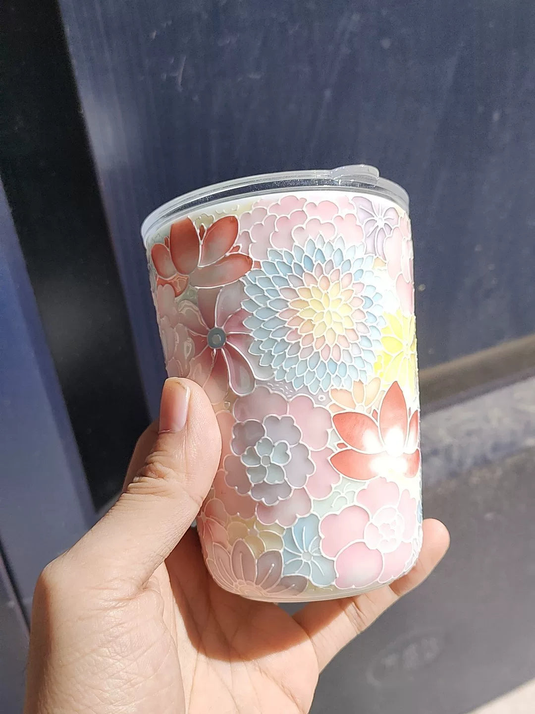 Handbemalter Jade-Ton-Keramik-Reisebecher