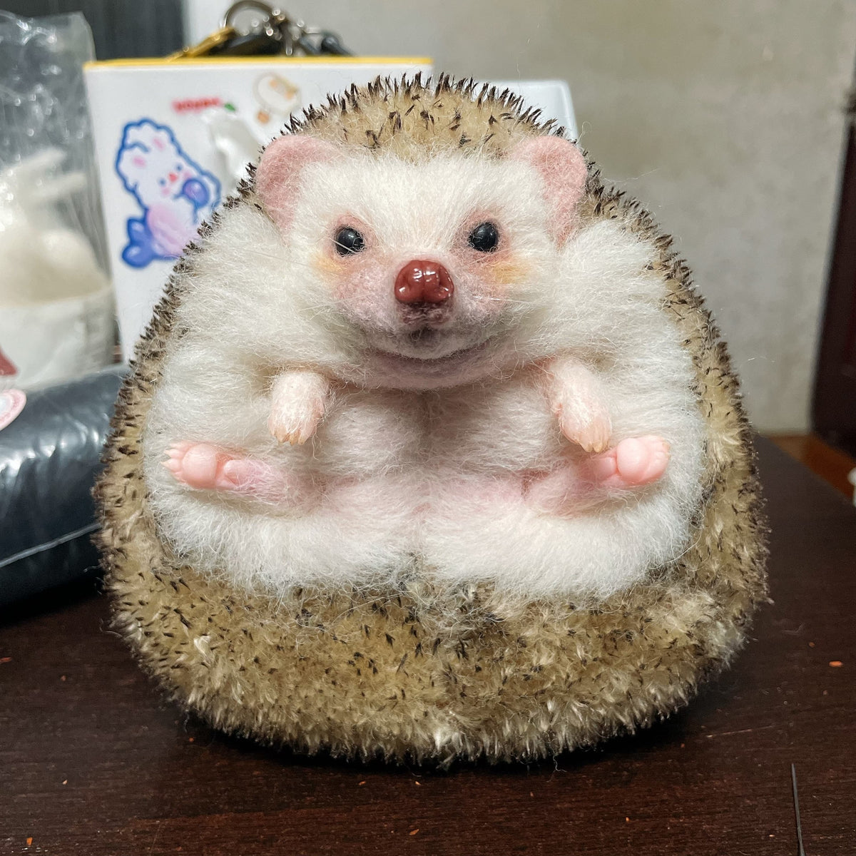 Wool Felt Realistic Hedgehog Palm-Sized Collectible