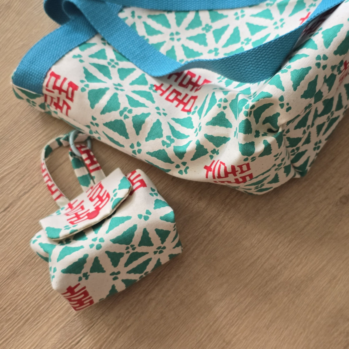 Red Double Happiness Printed Canvas Tote Bag
