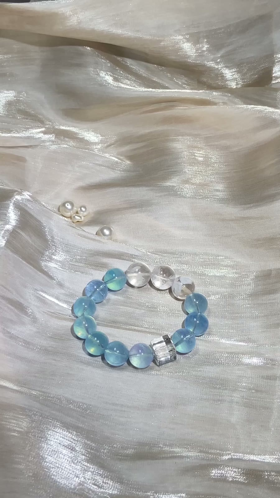 Natural Aquamarine Crystal Bracelet 13-15mm