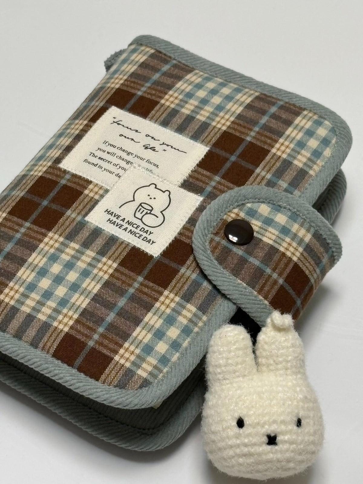 Handmade Plaid Fabric Notebook Cover A6