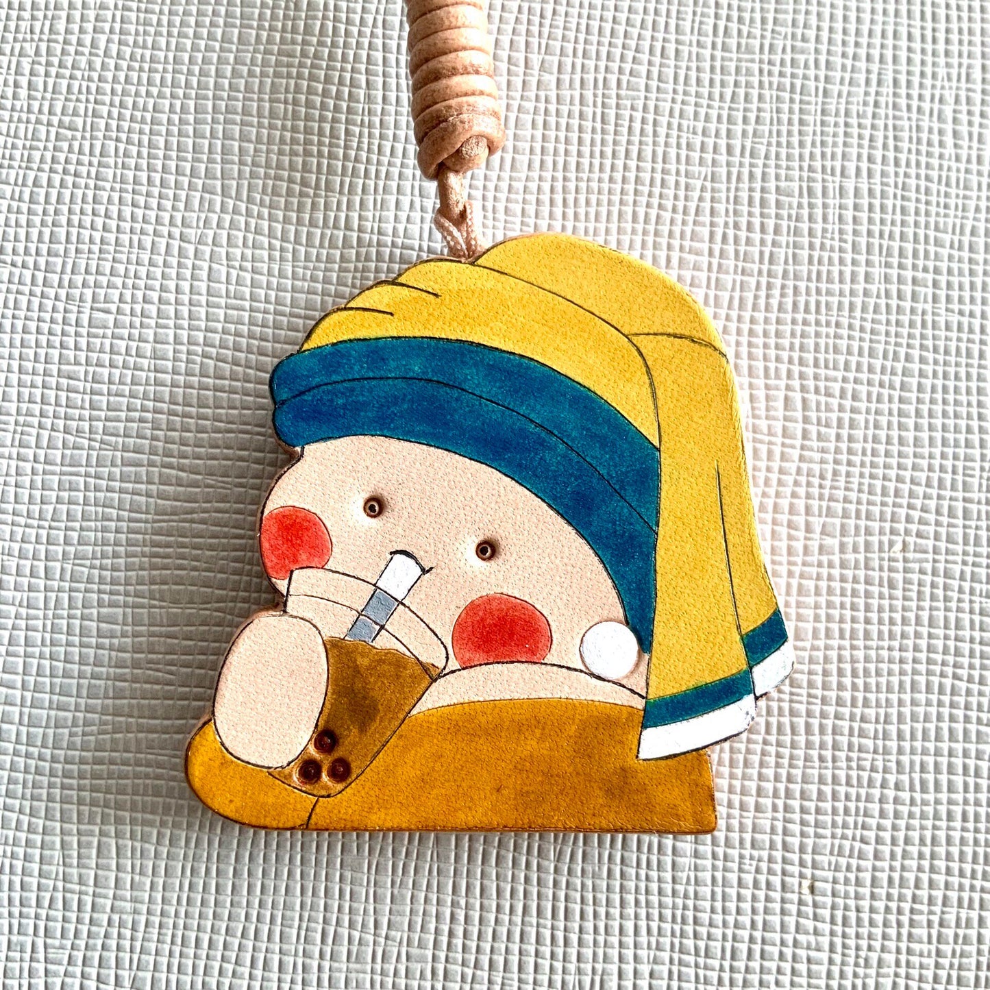 Set of 3 Hand-Painted Vegetable-Tanned Leather Charms