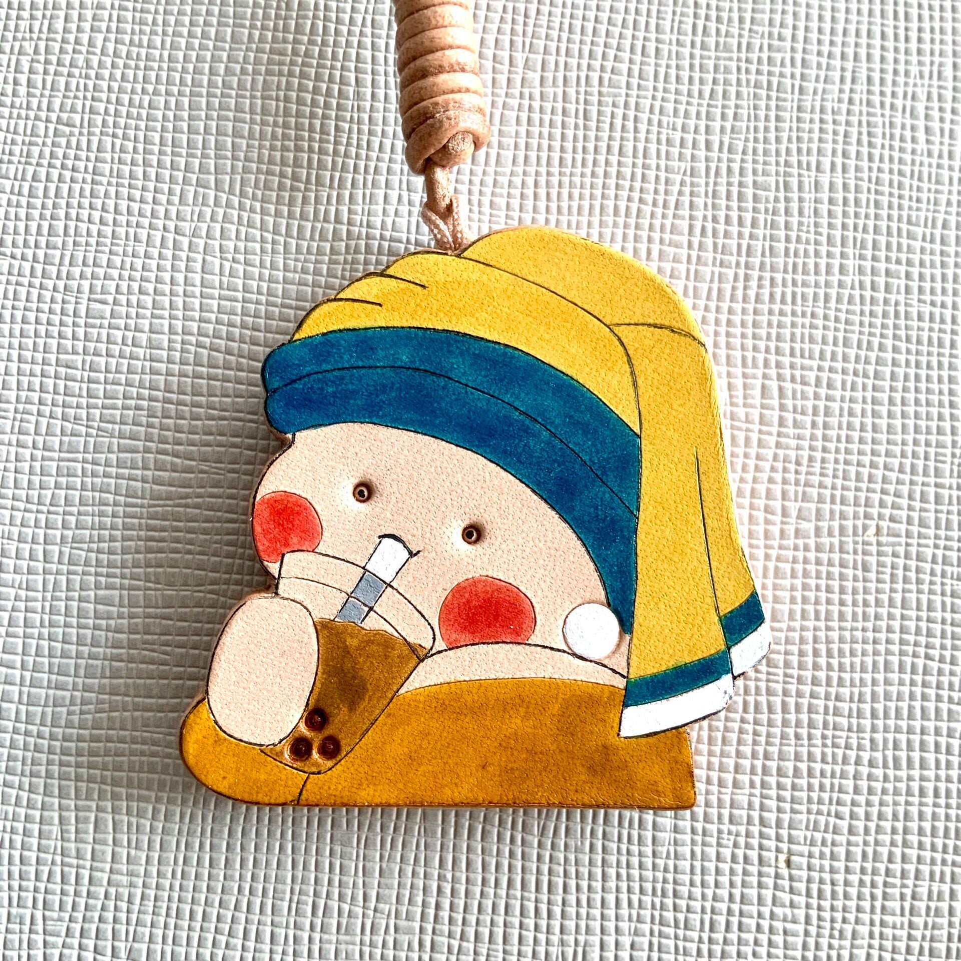 Set of 3 Hand-Painted Vegetable-Tanned Leather Charms