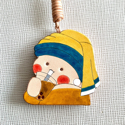 Set of 3 Hand-Painted Vegetable-Tanned Leather Charms