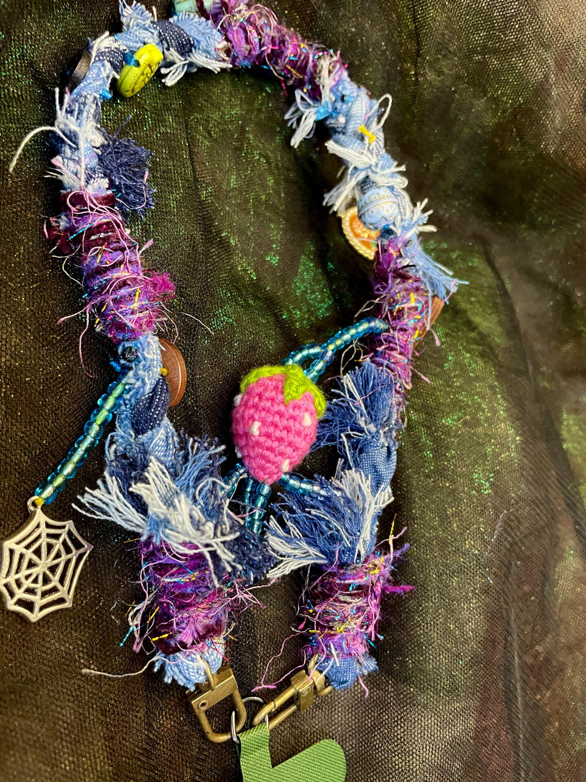 Denim Purple Yarn Phone Strap Handmade