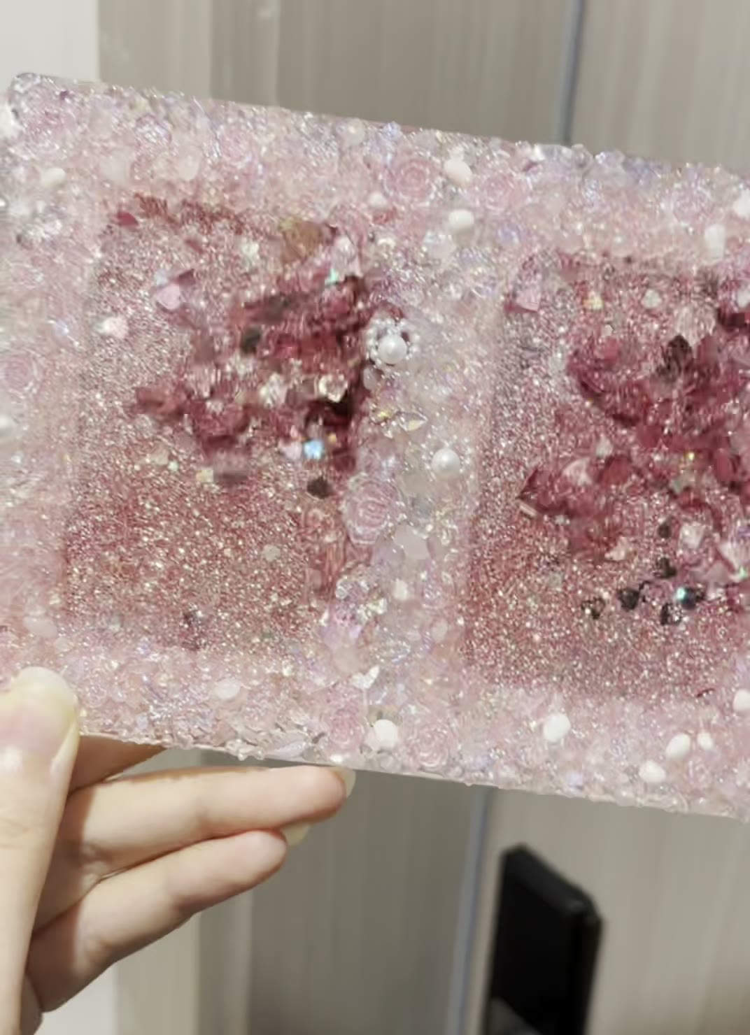 Porte-cartes acrylique sable mouvant rose
