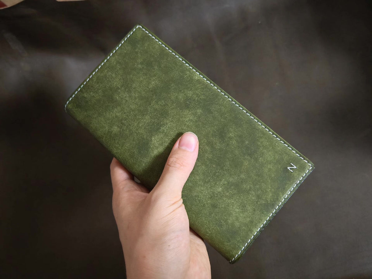 A6 Ringbuch-Einband aus Olivleder