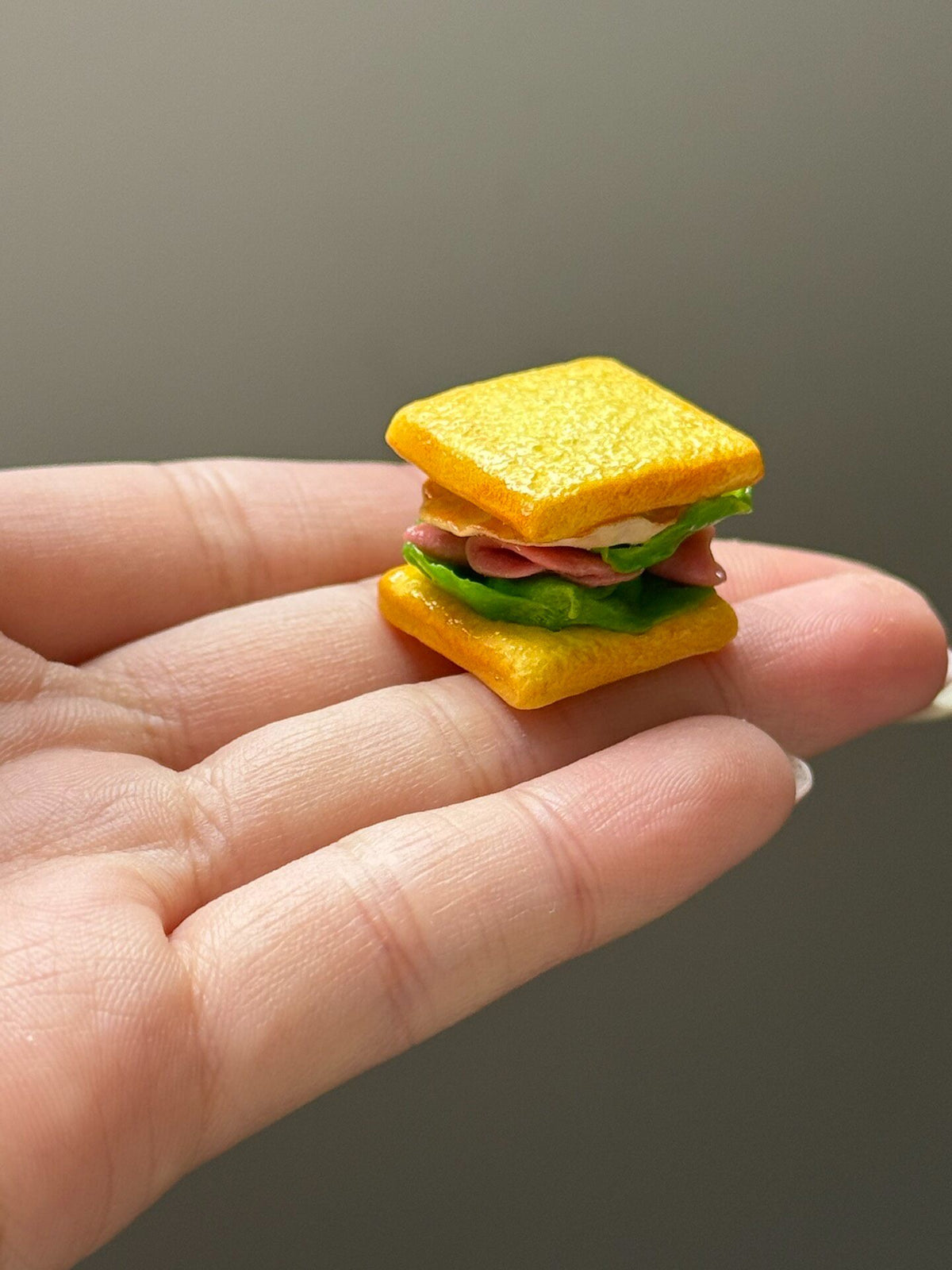 Miniature Clay Ham Egg Sandwich Charm