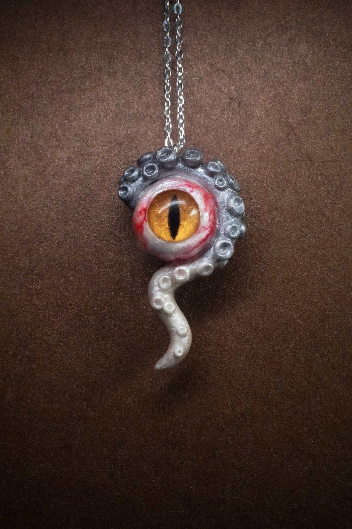 Cthulhu Tentacle Eye Pendant Necklace Resin Clay