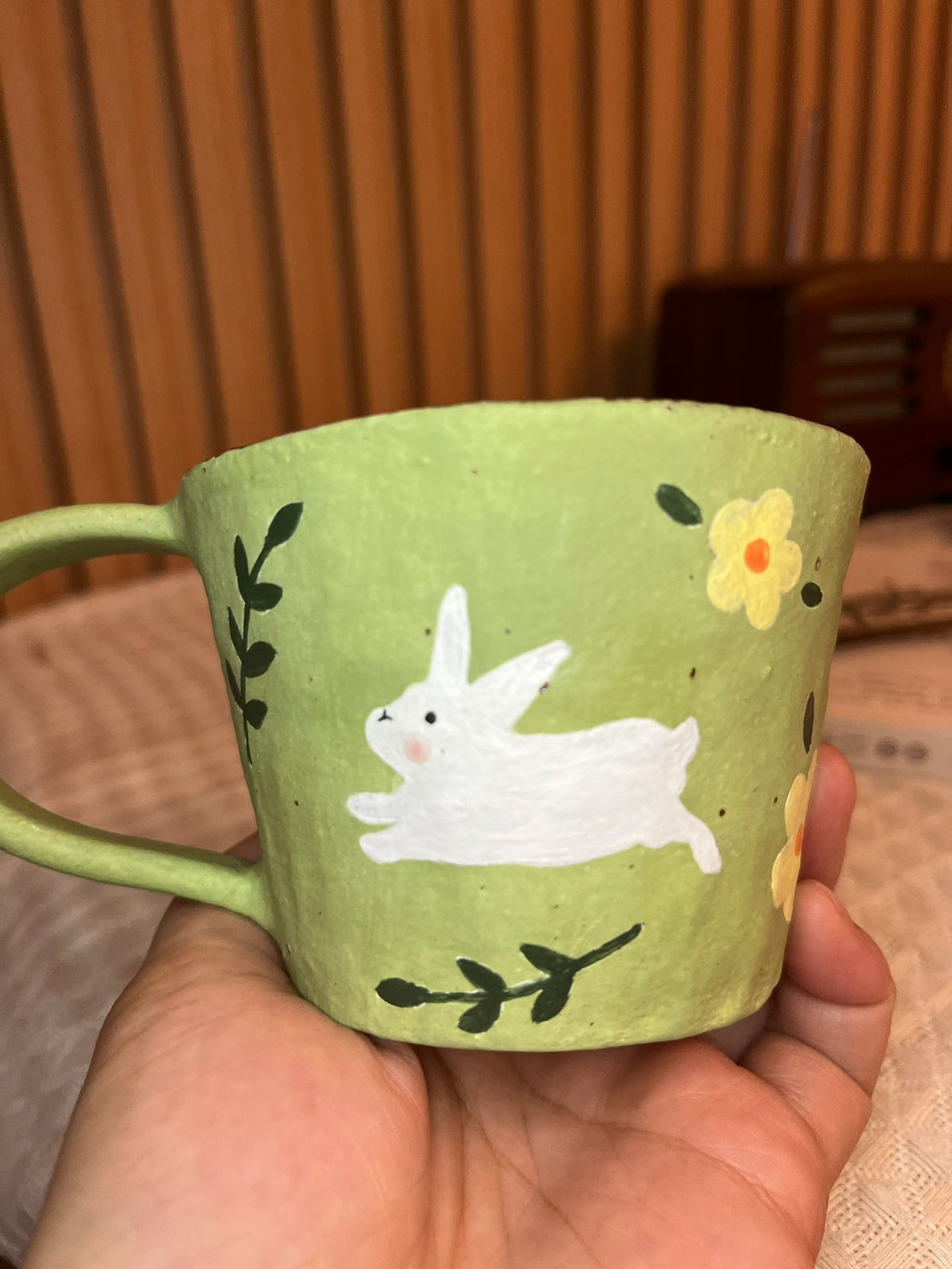 Handmade Black Clay Rabbit Mug