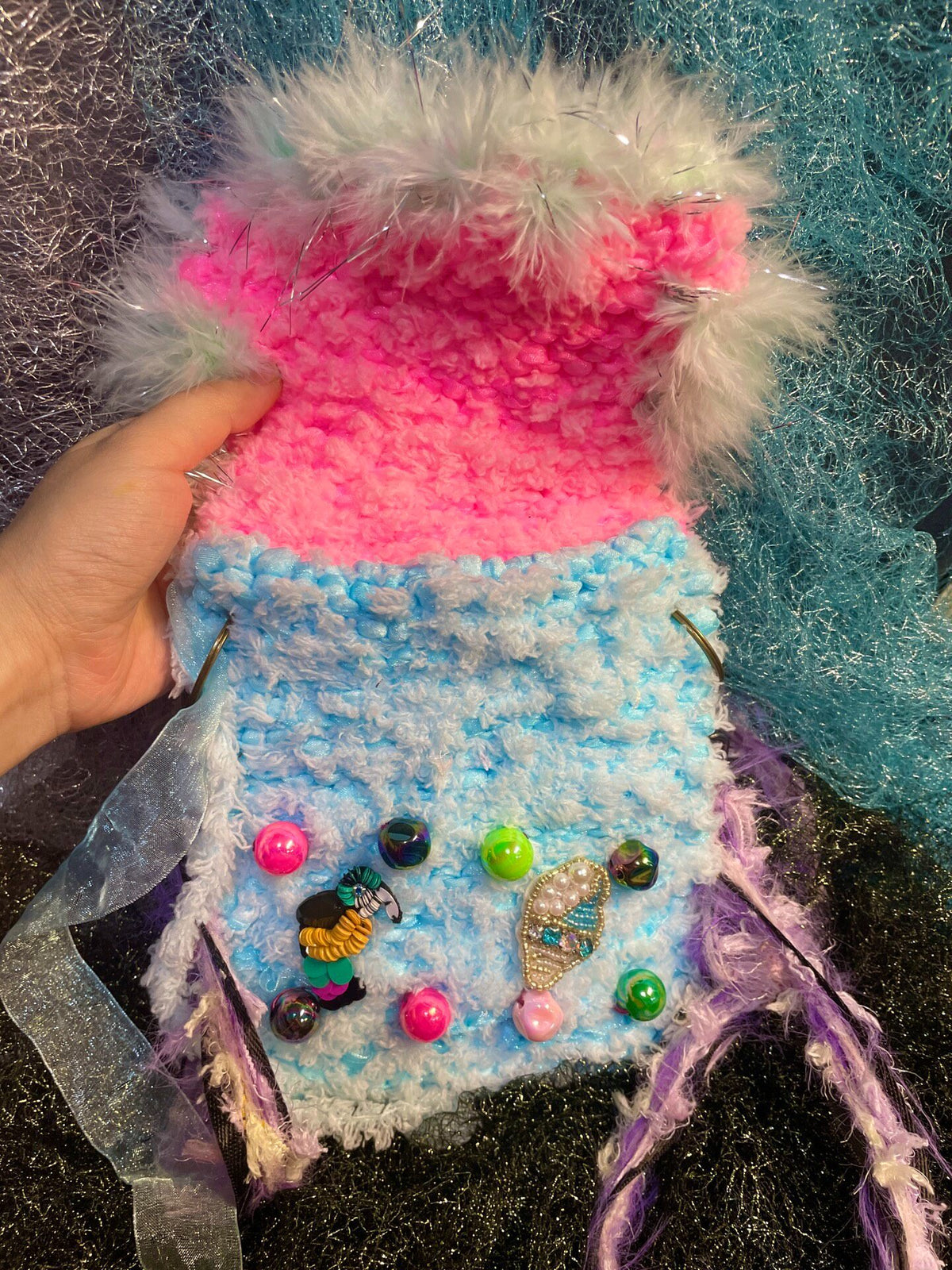 Handmade Knitted Macaron Crossbody Bag