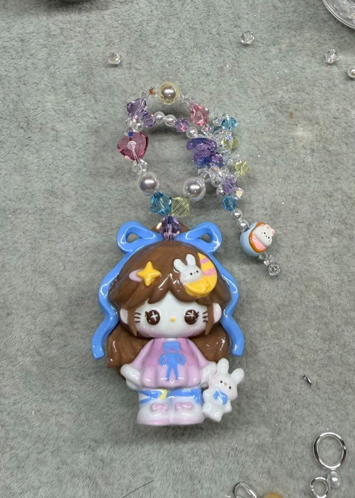 Handmade Purple Rabbit KT Phone Strap Bag Charm