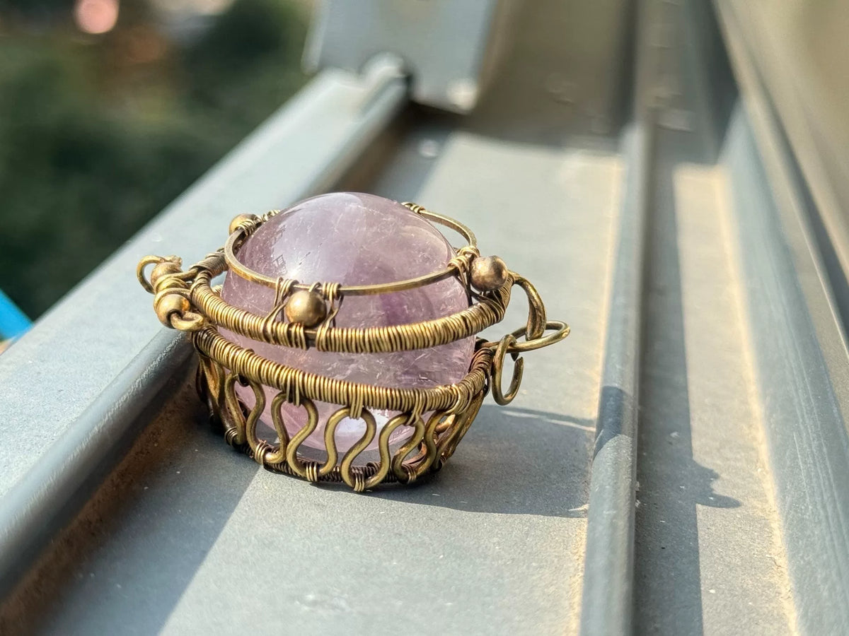 Wire Wrapped Brass Cage Pendant for Bead