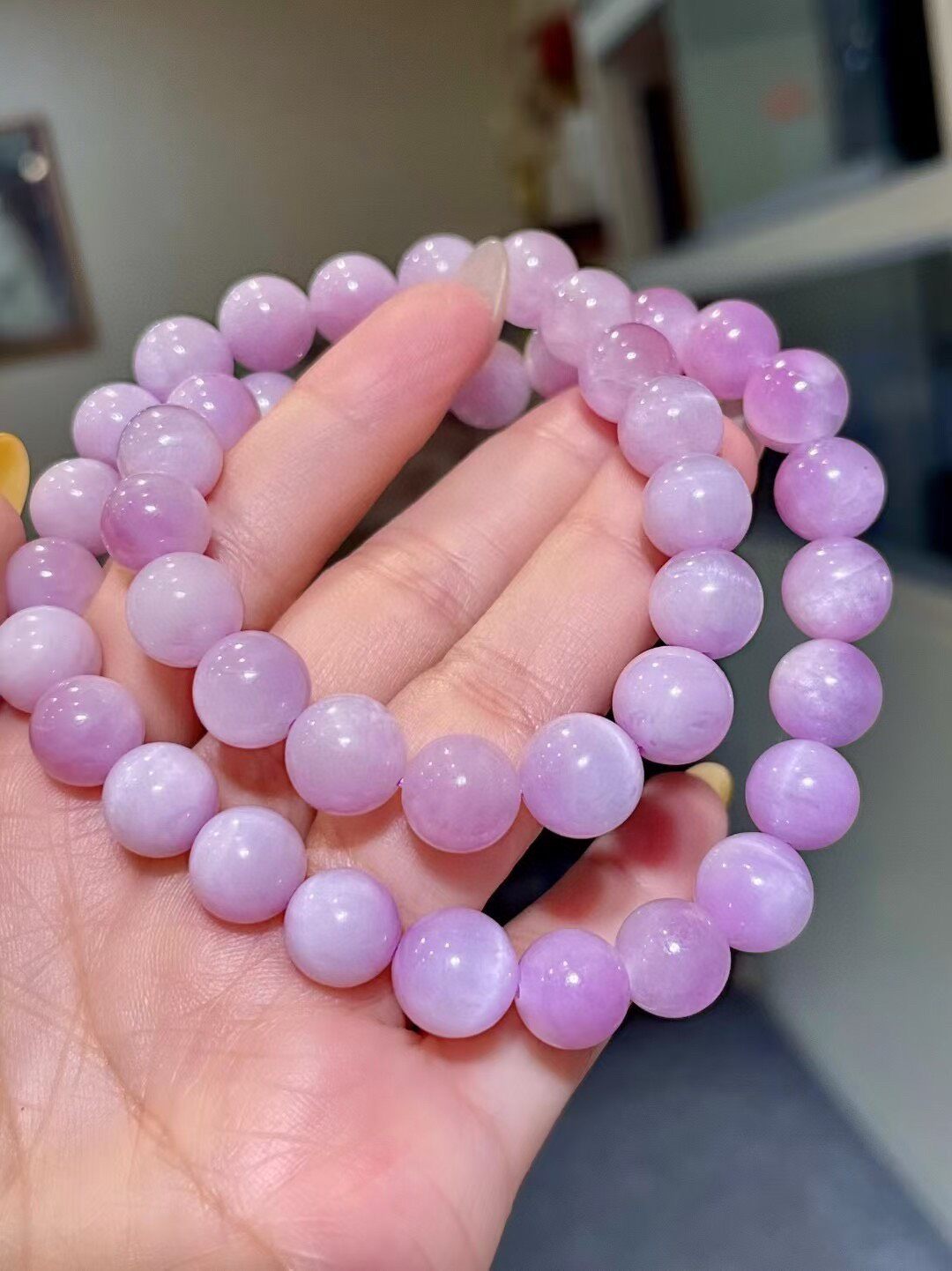 Kunzite Beaded Necklace, 9.7-10.3mm Spheres, 42cm Length