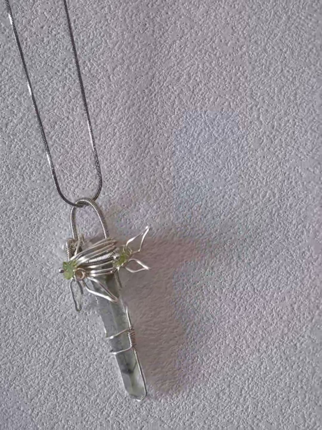 Handmade Wire Wrapped Green Phantom Quartz Necklace
