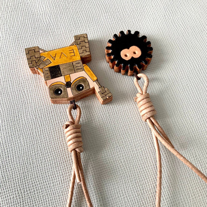 Handcrafted Leather Charms Set – Robot and Spherical Creature