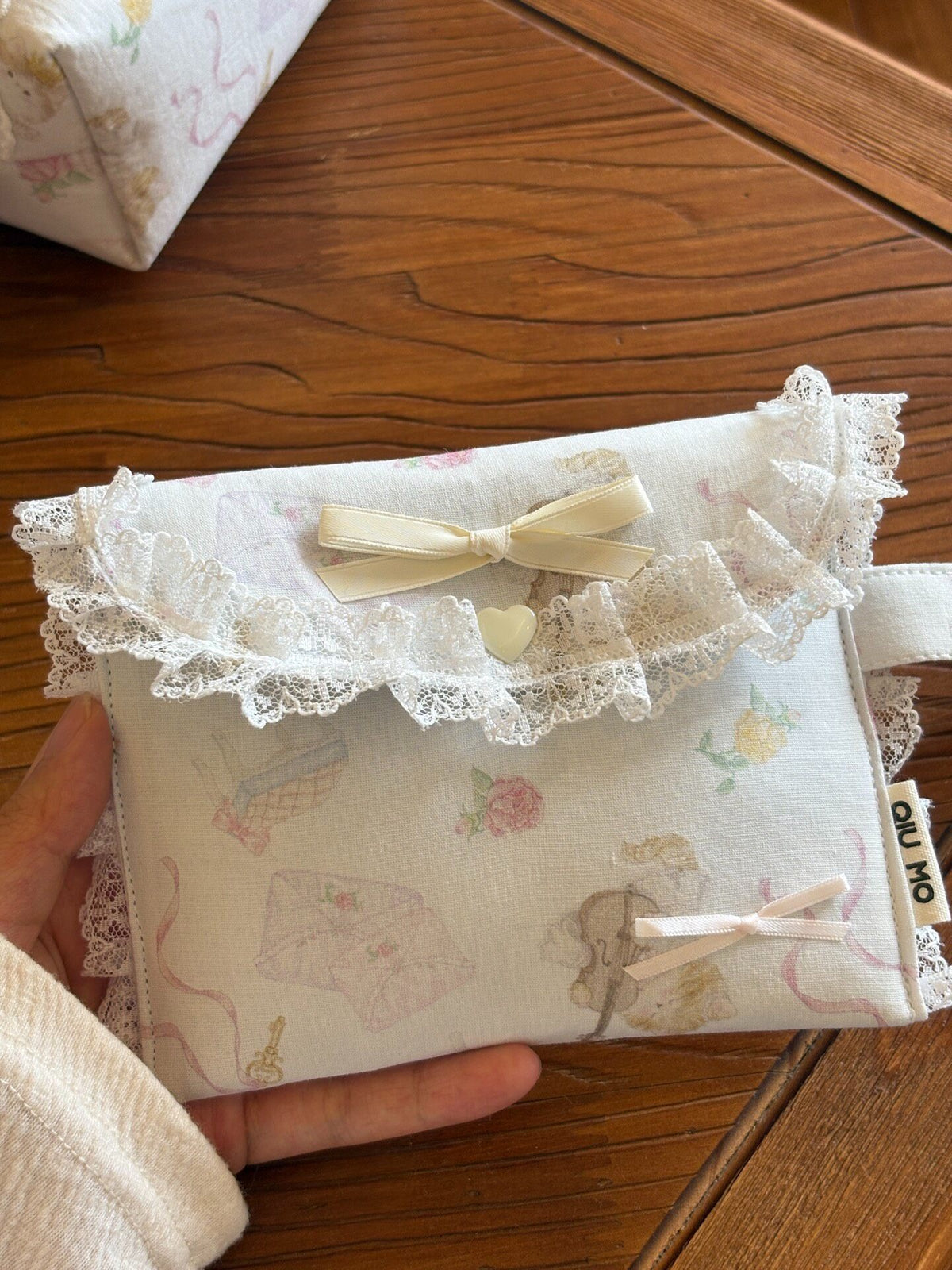 Handmade Lace Bow Fabric Pouch