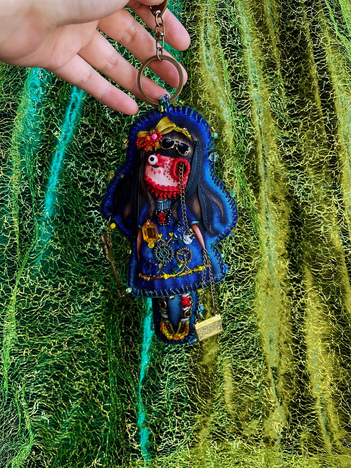 Y2K Beaded Plush Keychain Bag Charm