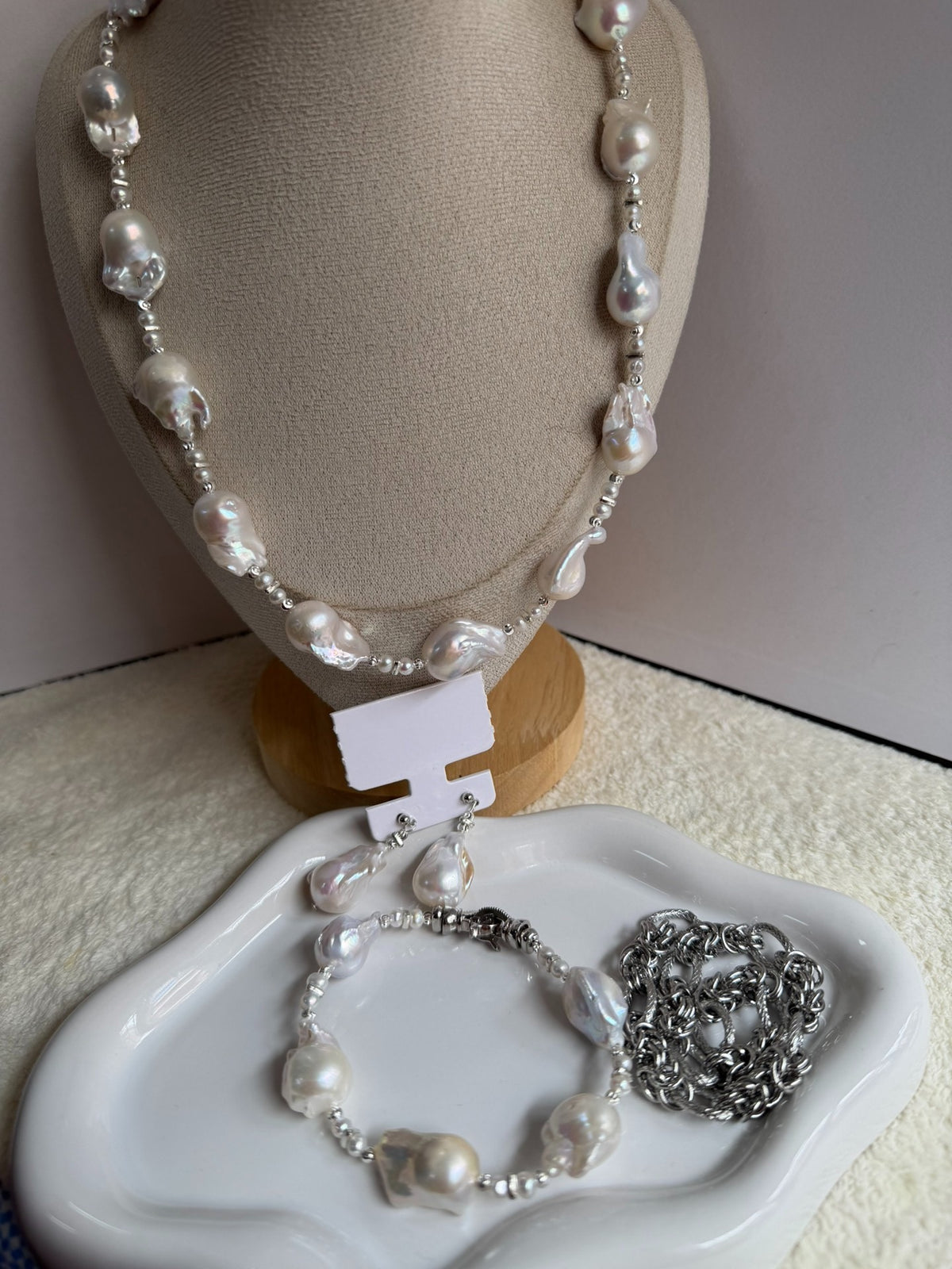 Baroque Pearl Necklace Bracelet Jewelry Set