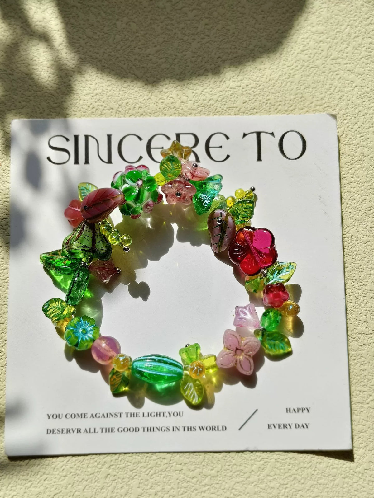 Bracelet floral en perles de verre tchèques