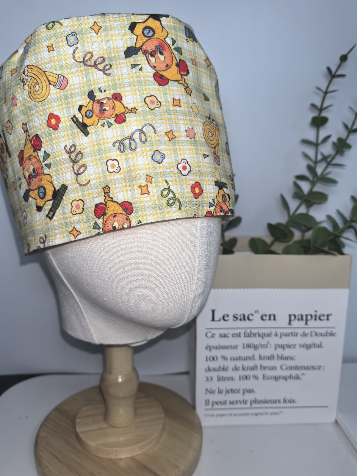 Pure Cotton Gingham Print Surgical Cap