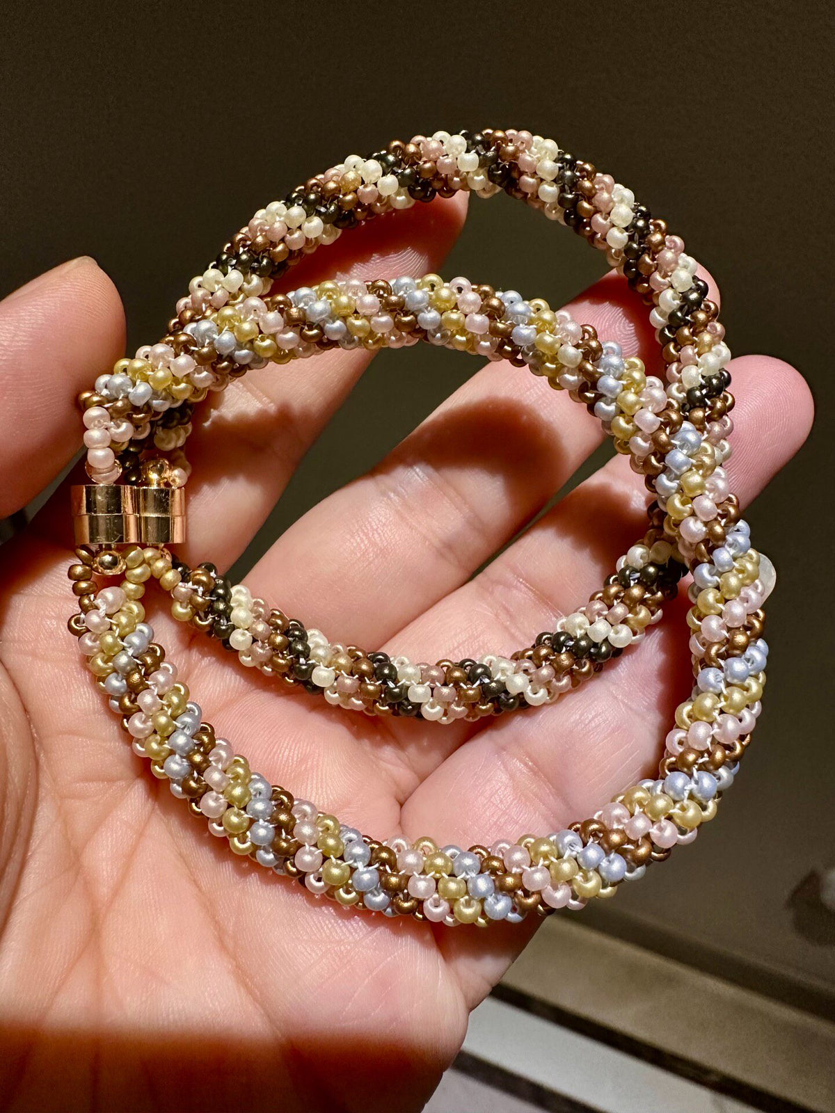 Handcrafted Beaded Bracelet with Magnetic Clasp