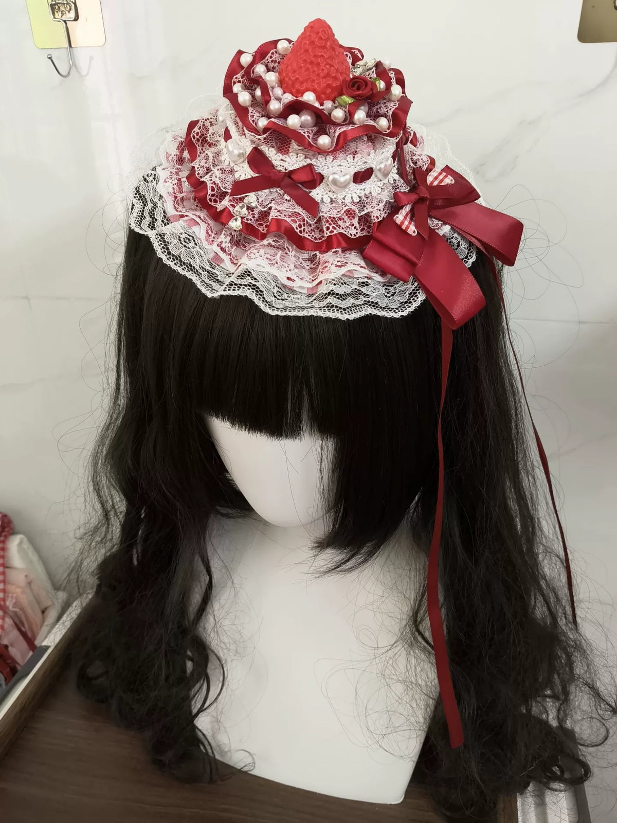 Handmade Wine Red Lolita Mini Hat