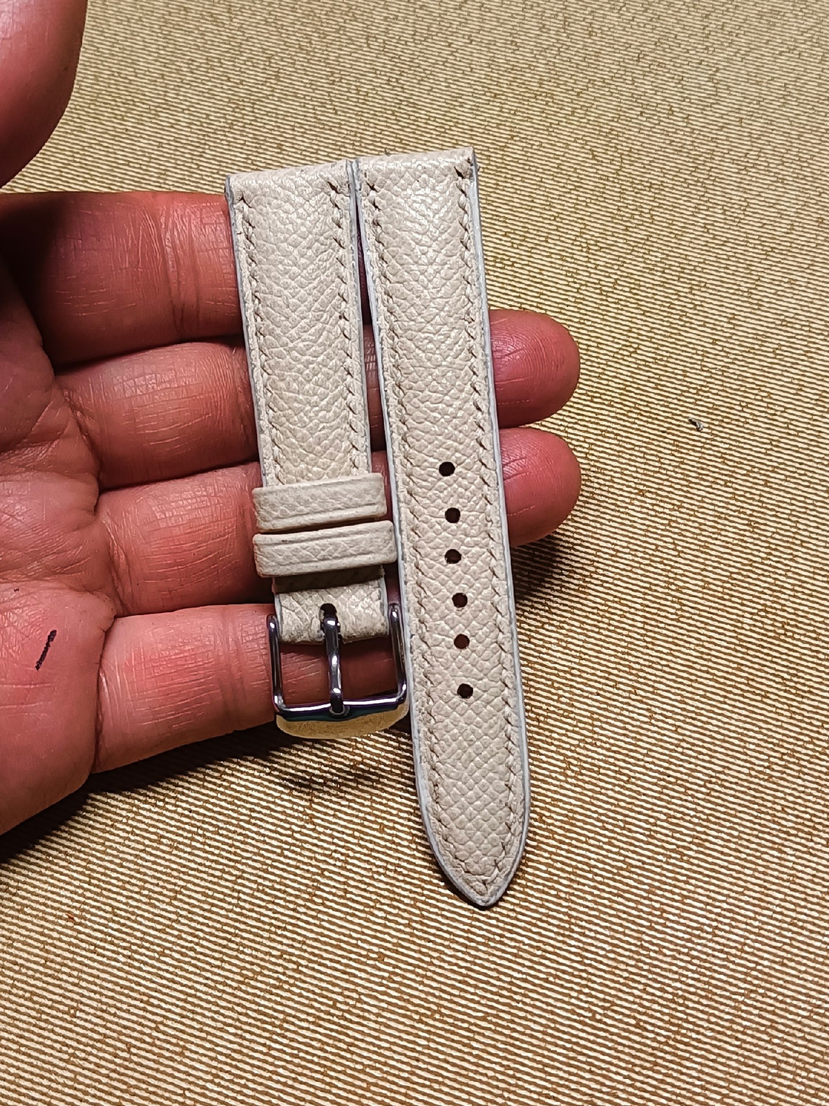 Epsom Leather Watch Strap Off White