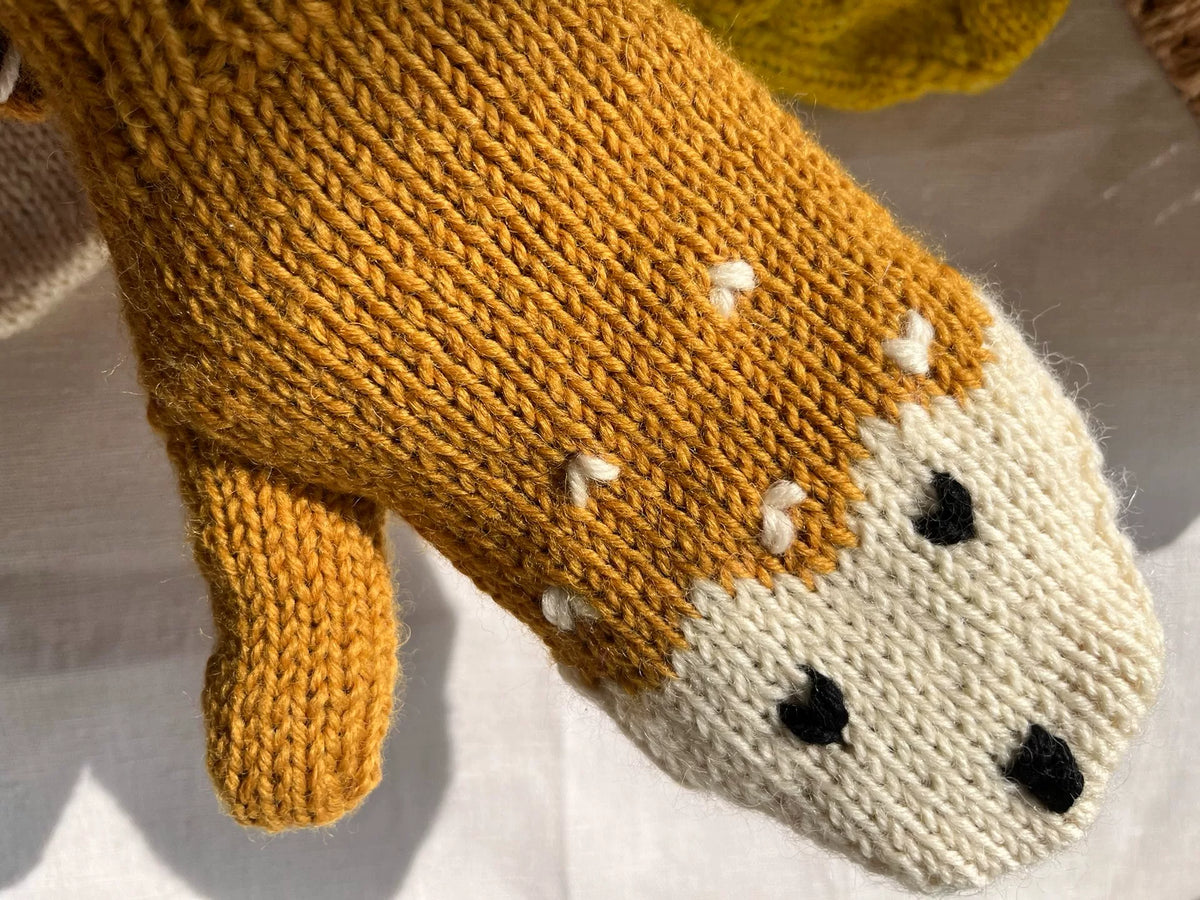 Handgebreide pure wollen handschoenen met kattenzicht