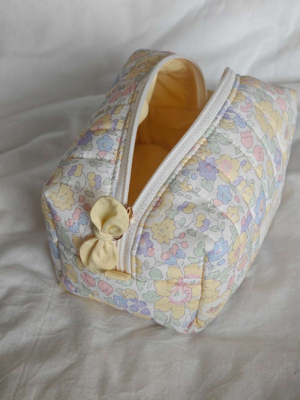 Pochette Cosmetici in Cotone Floreale Trapuntata