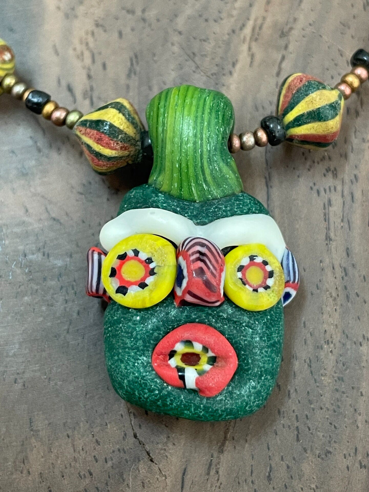 Handcrafted Glass Doll Pendant Necklace 44 cm