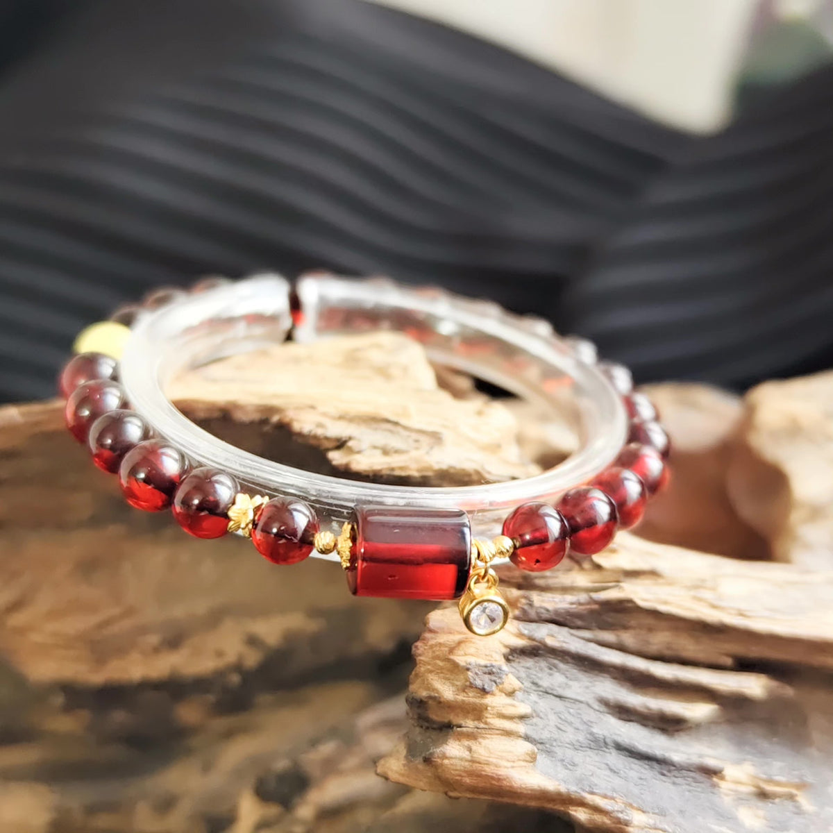 Blutbernstein-Armband mit Honigbernstein und Silber