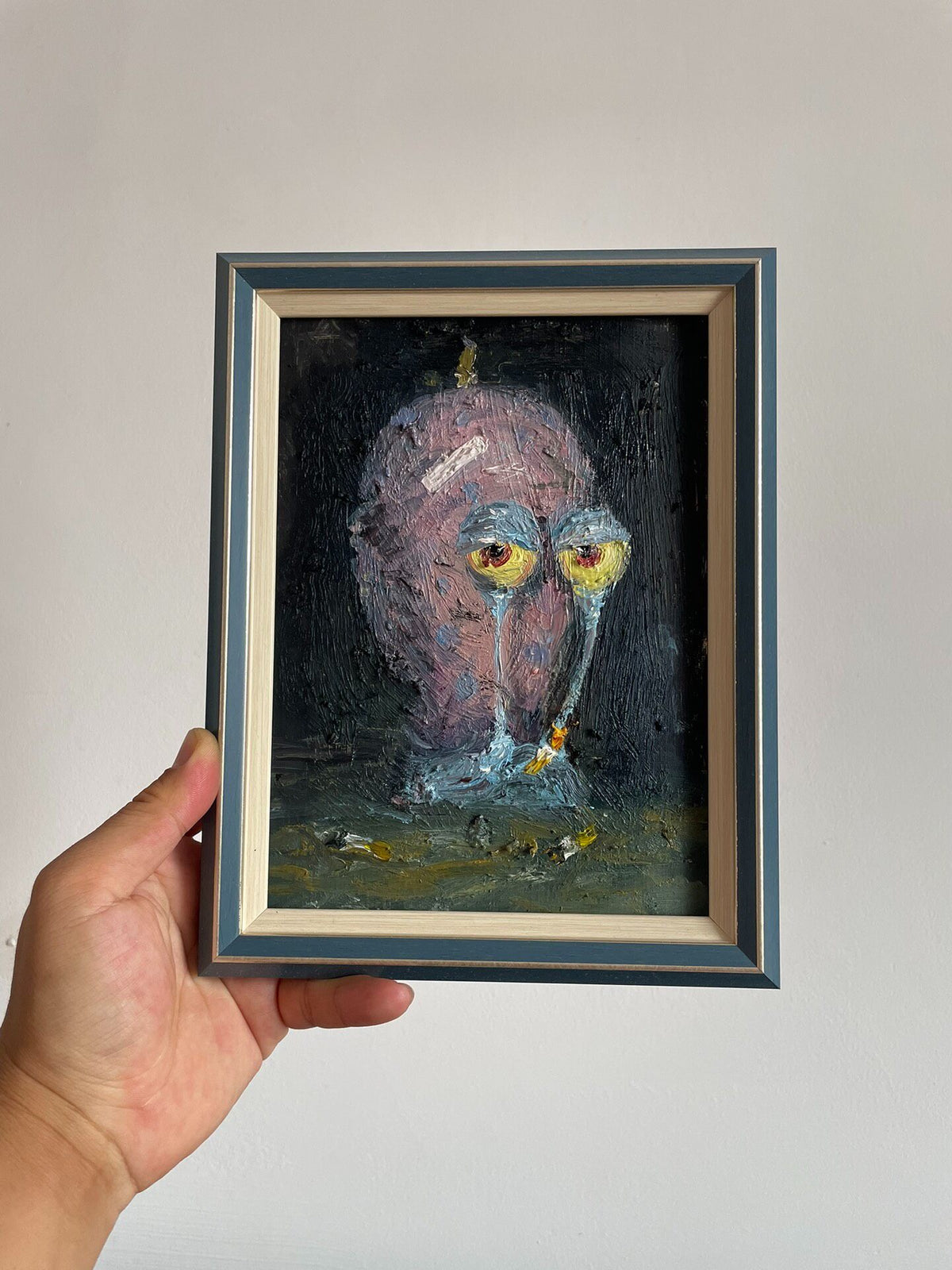 Hand Painted Dark Snail Oil Painting 8 Inch
