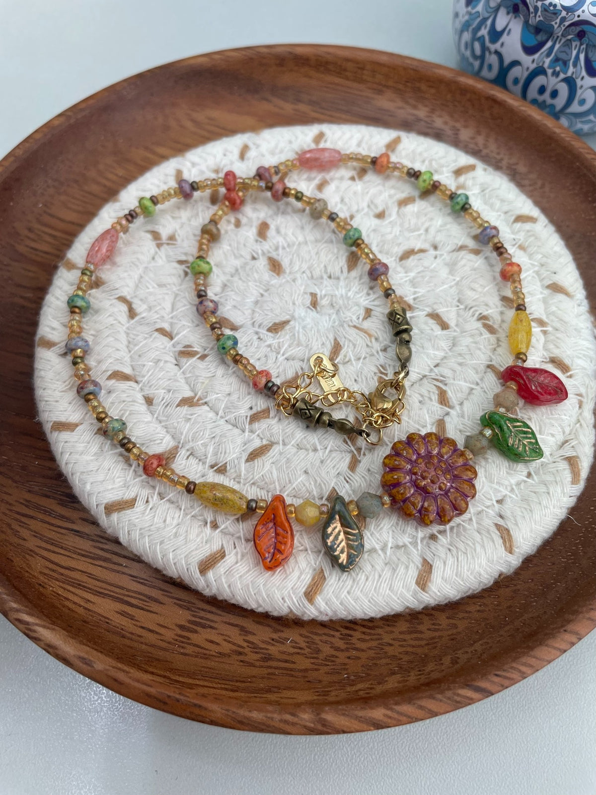 Czech Glass Bead Floral Necklace