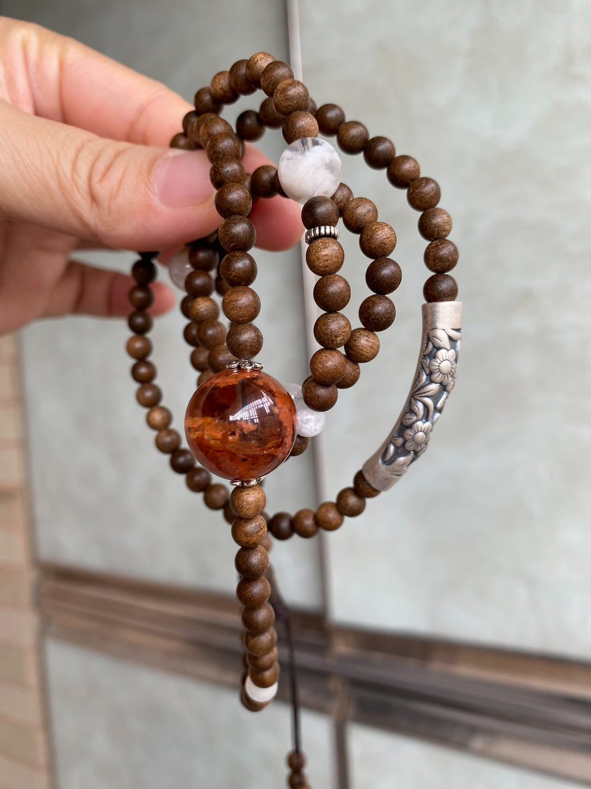 Agarwood Bracelet with Red Fire Phoenix Bead