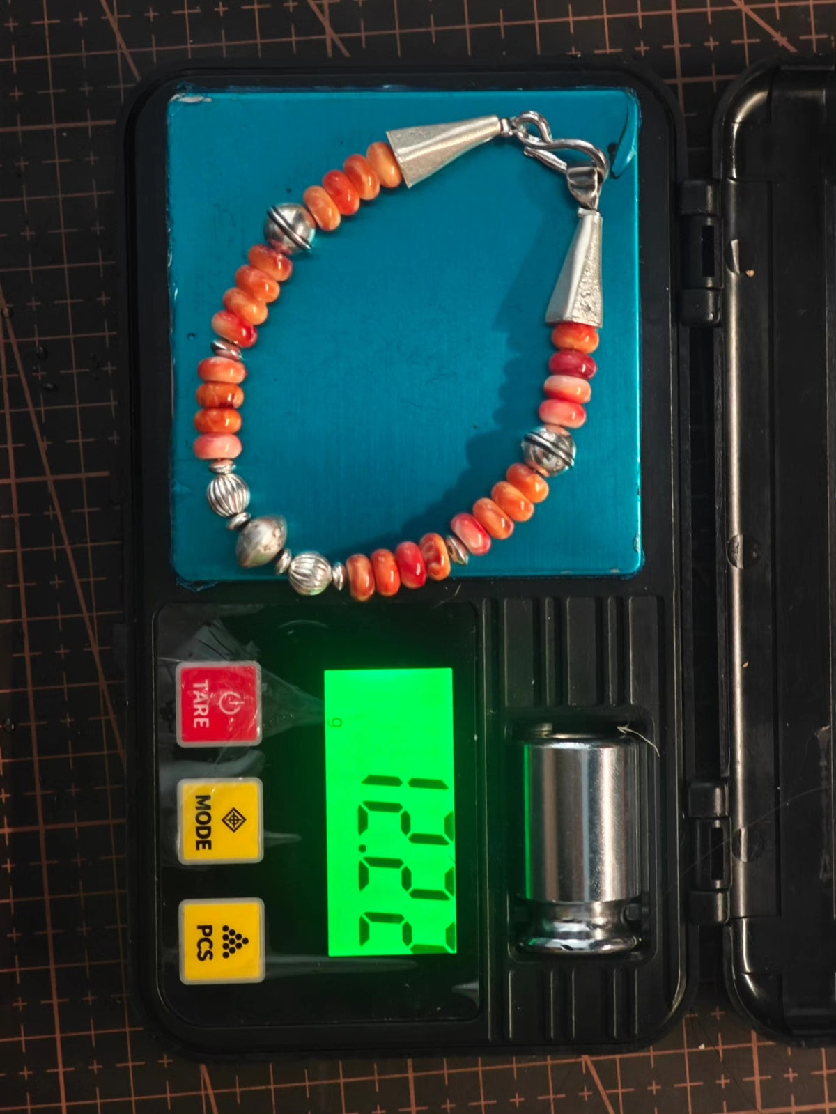 Pulsera navajo de plata de 925 con concha de ostra espinosa