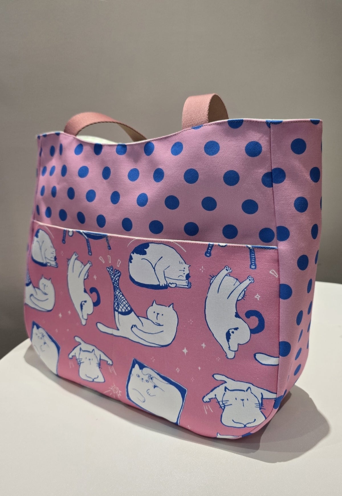 Cat Tote Bag with Polka Dot Print