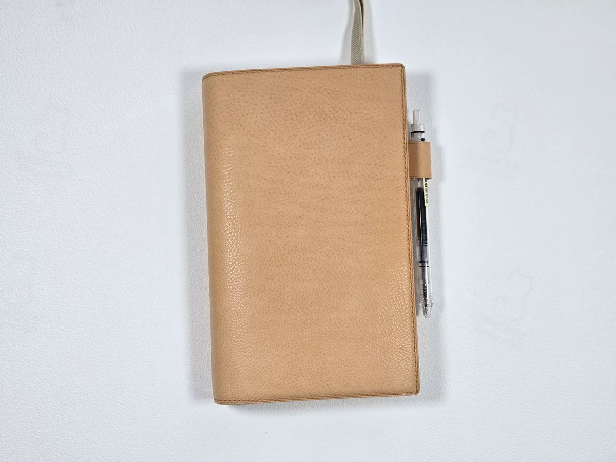Capa de Caderno Fichário de Anéis A5 Slim em Couro Natural