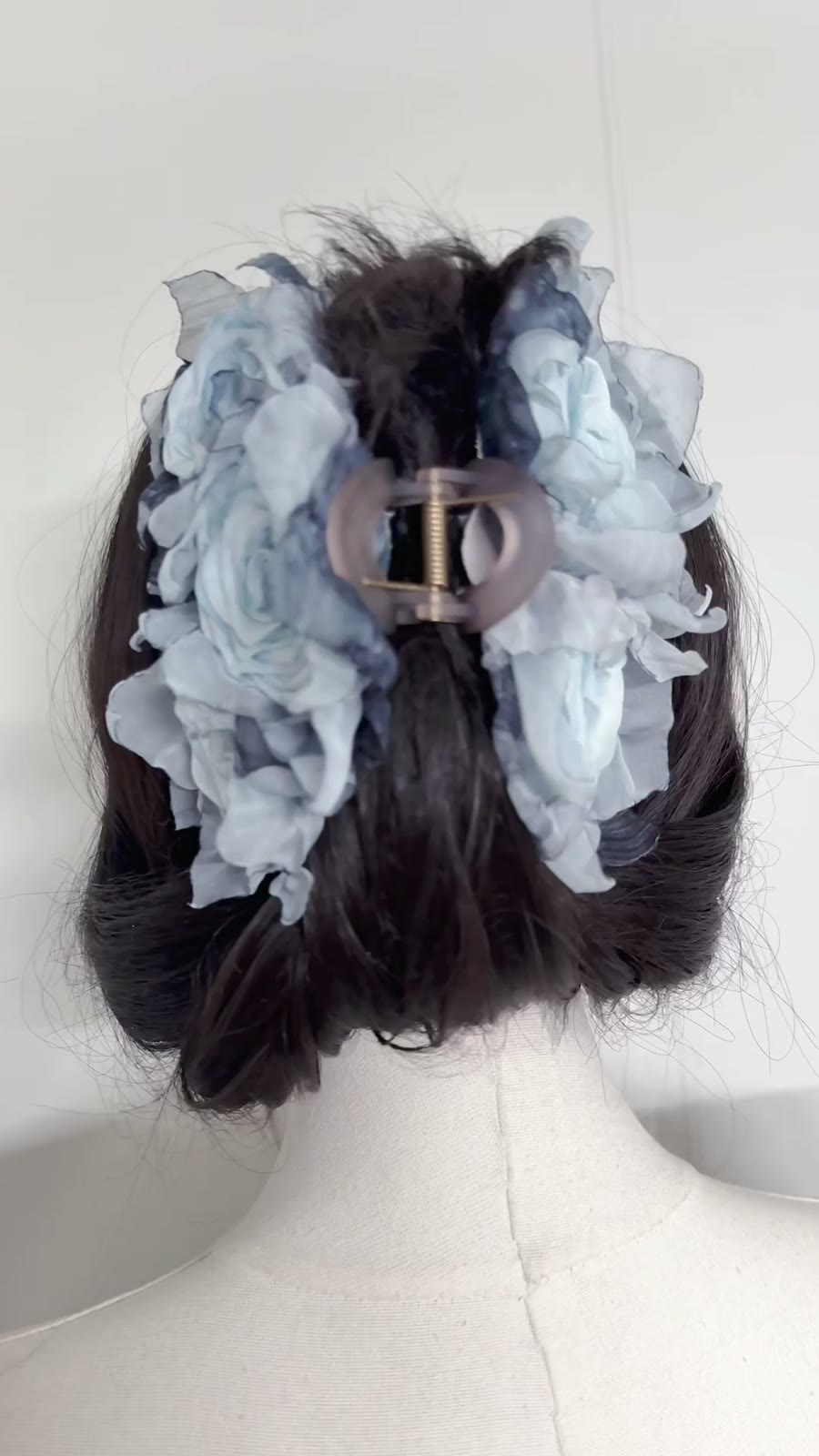 Handcrafted Blue Rose Fabric Hair Clip