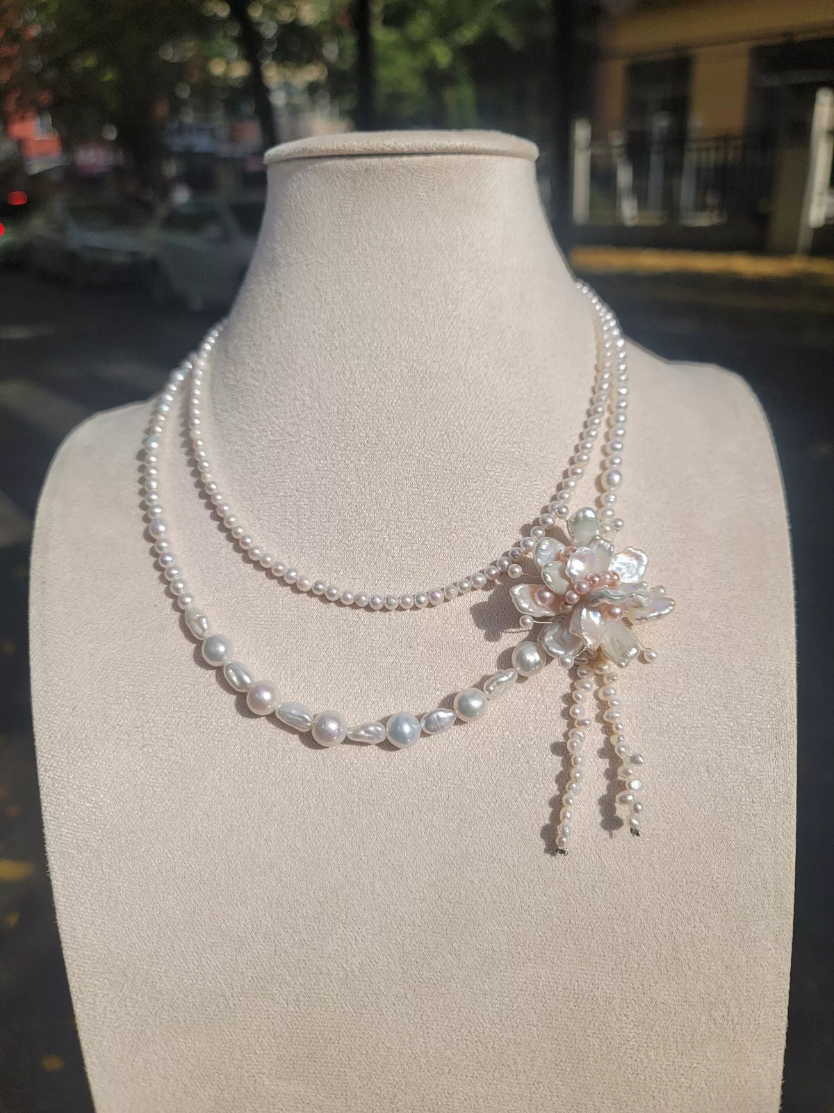 Natural Freshwater Pearl Double Layer Necklace