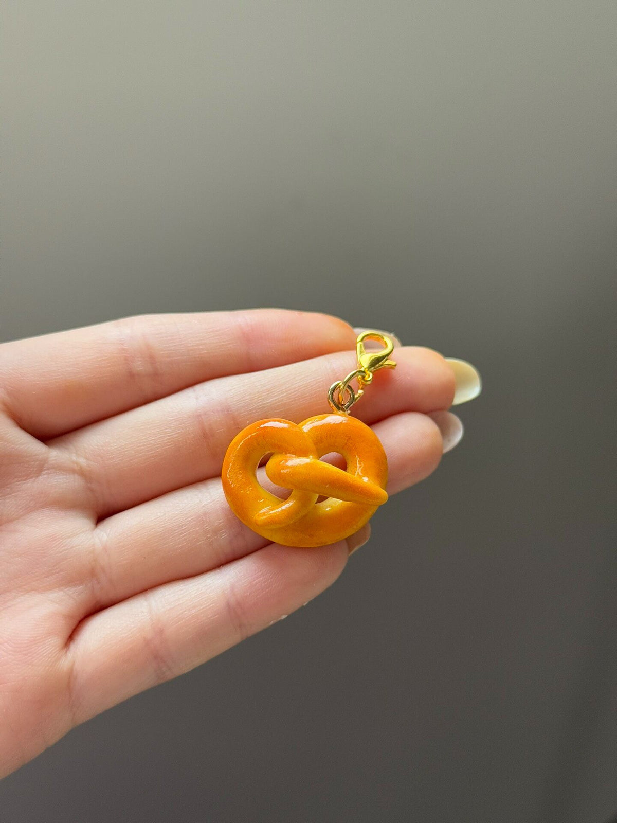 Clay Pretzel Charm with Glossy Finish