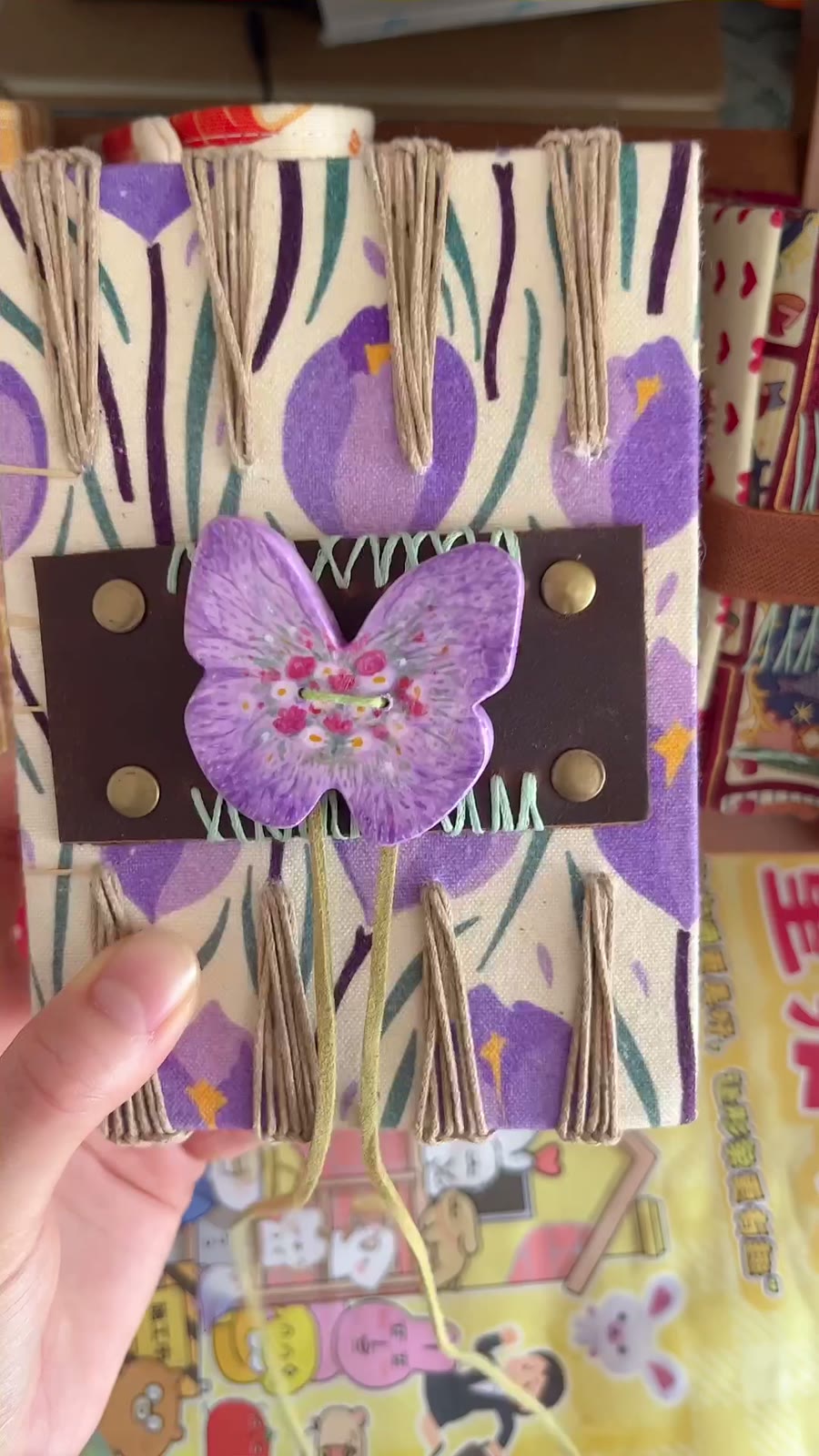 Handmade Fabric Journal with Butterfly Decor