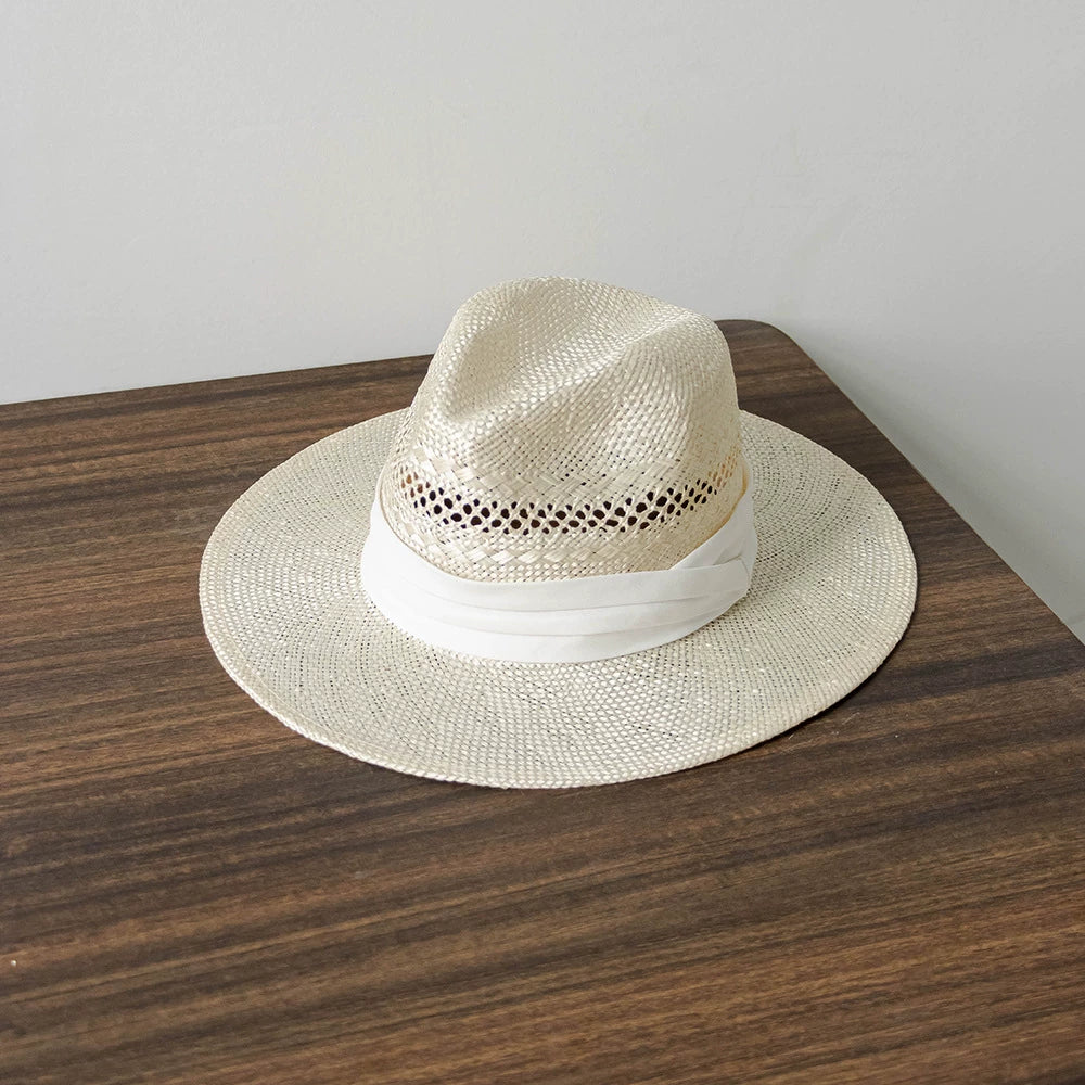 Chapeau Panama en Sisal Tissé à Large Bord