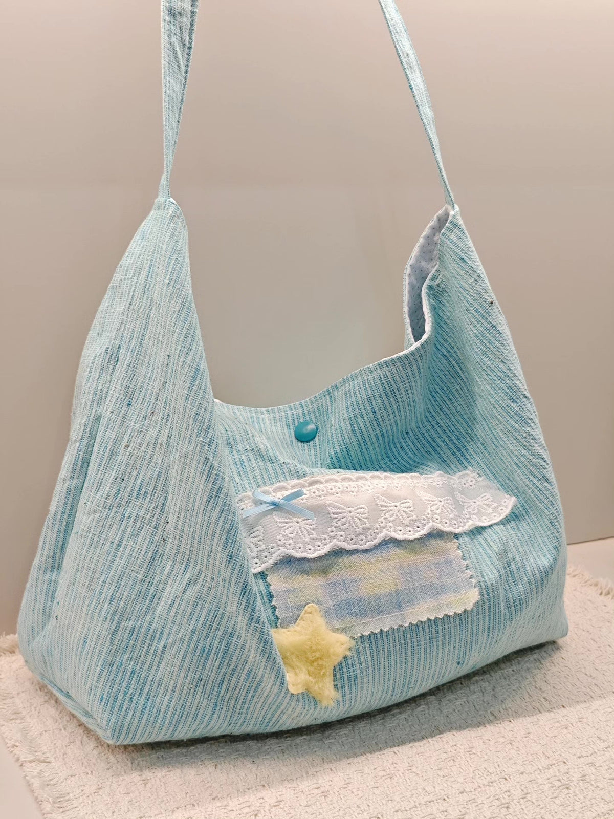 Handmade Striped Fabric Hobo Shoulder Bag