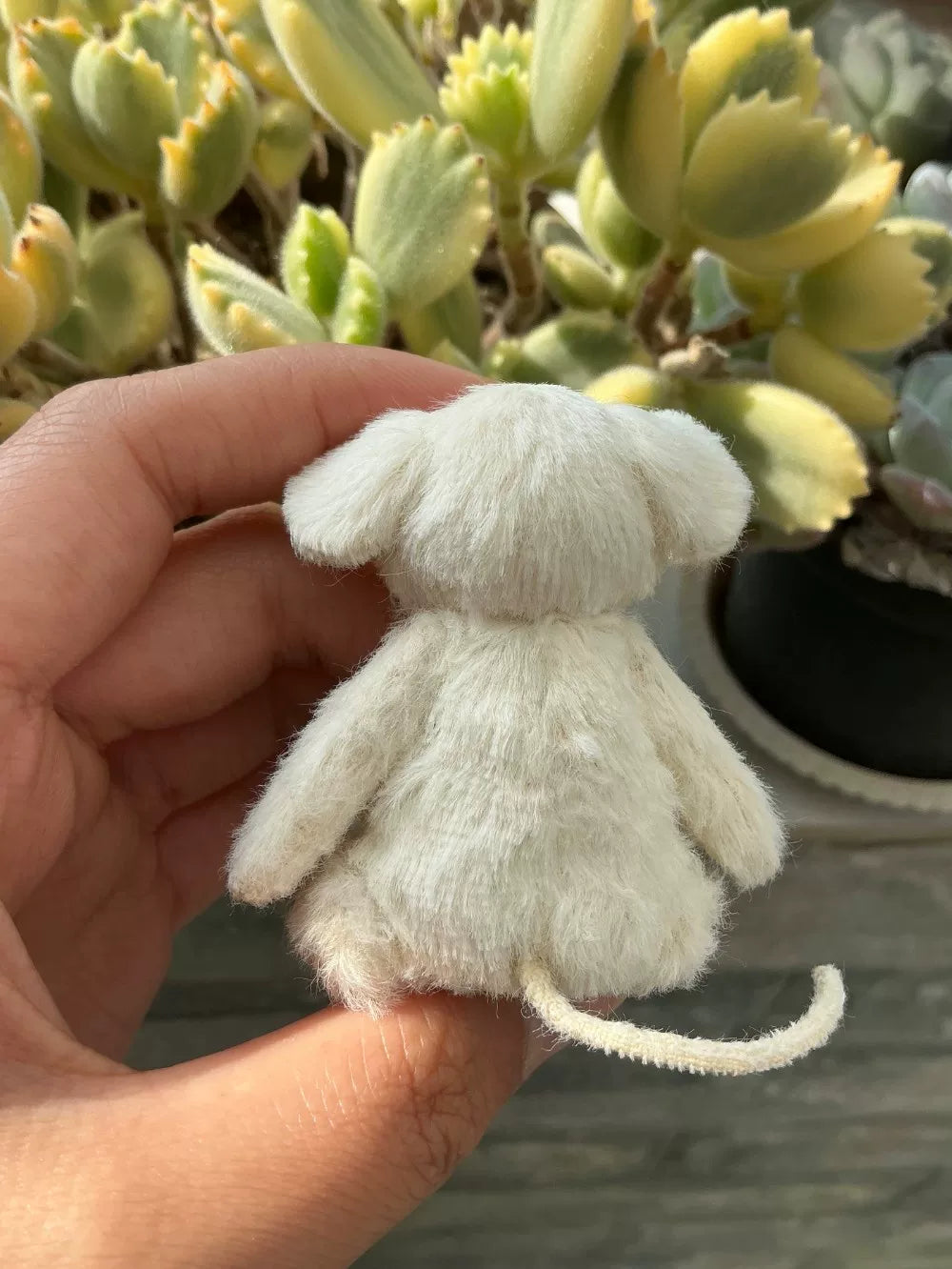 Figura de Peluche de Rato em Miniatura Creme Mohair