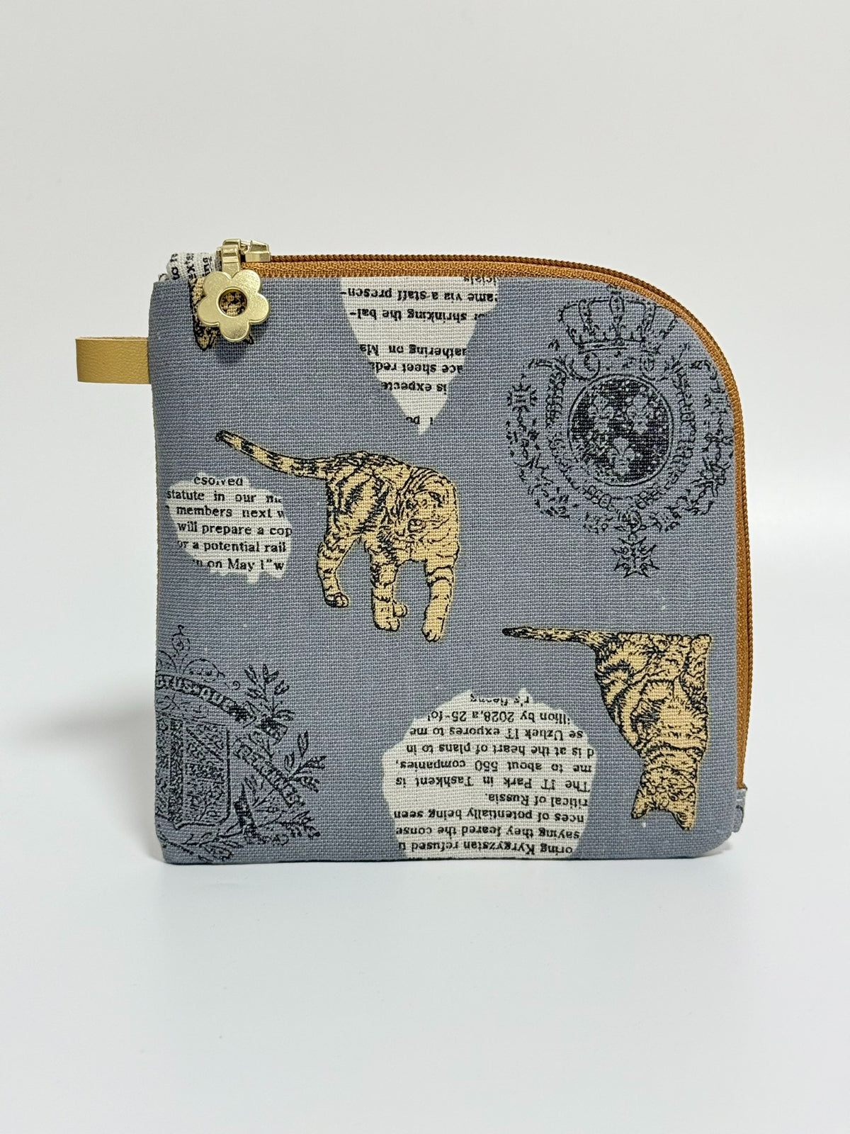 Dual-Sided Cotton Linen Cat Print Pouch