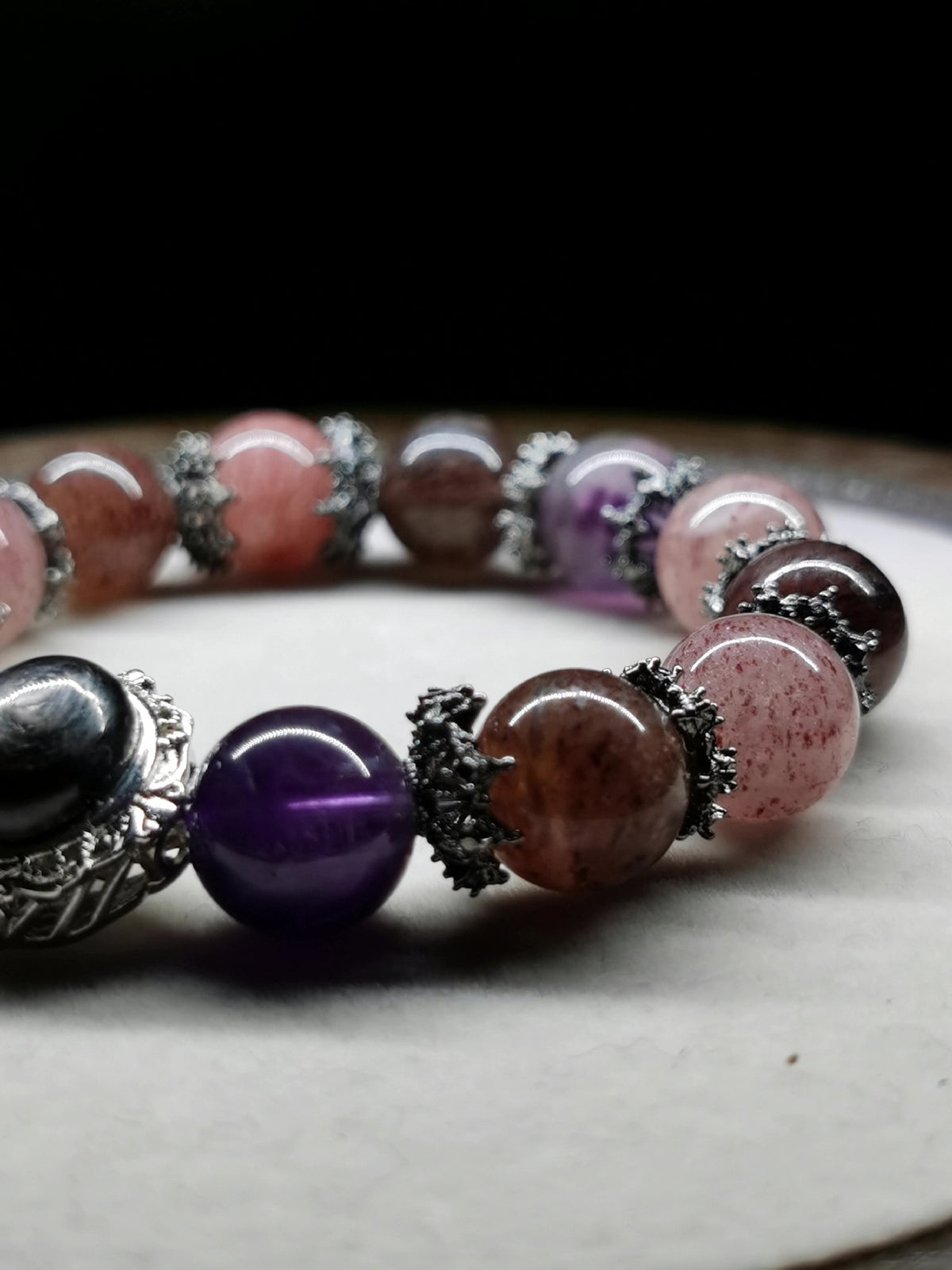 Bracelet de perles en cristal naturel cassis noir