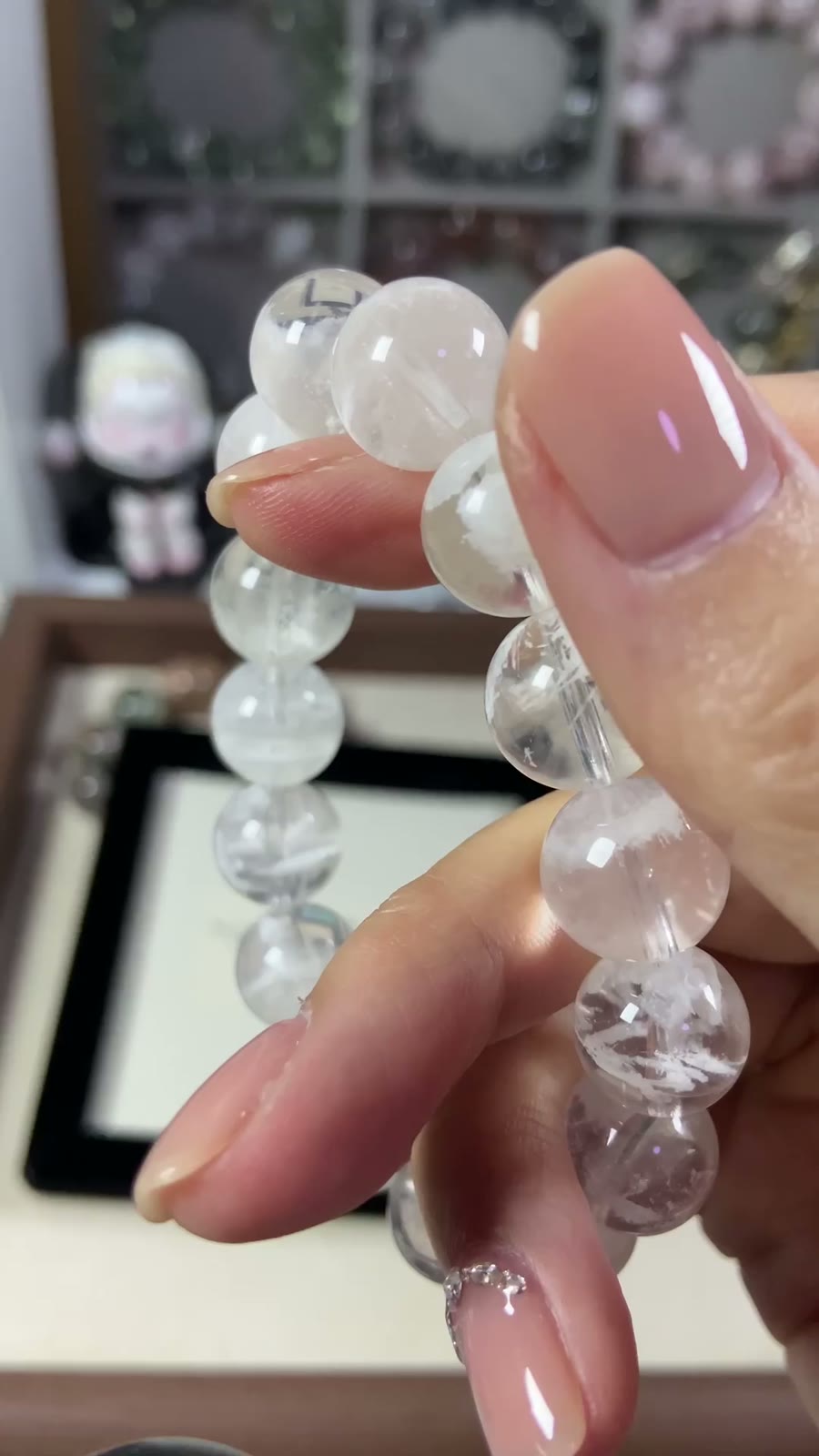 Natural White Phantom Quartz Beaded Bracelet