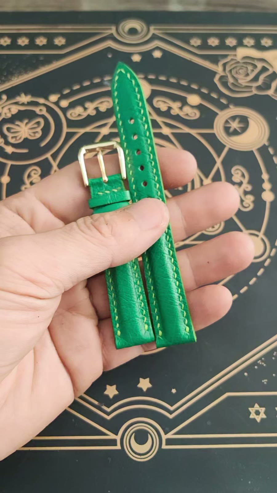 Ostrich Leather Watch Strap Emerald Green