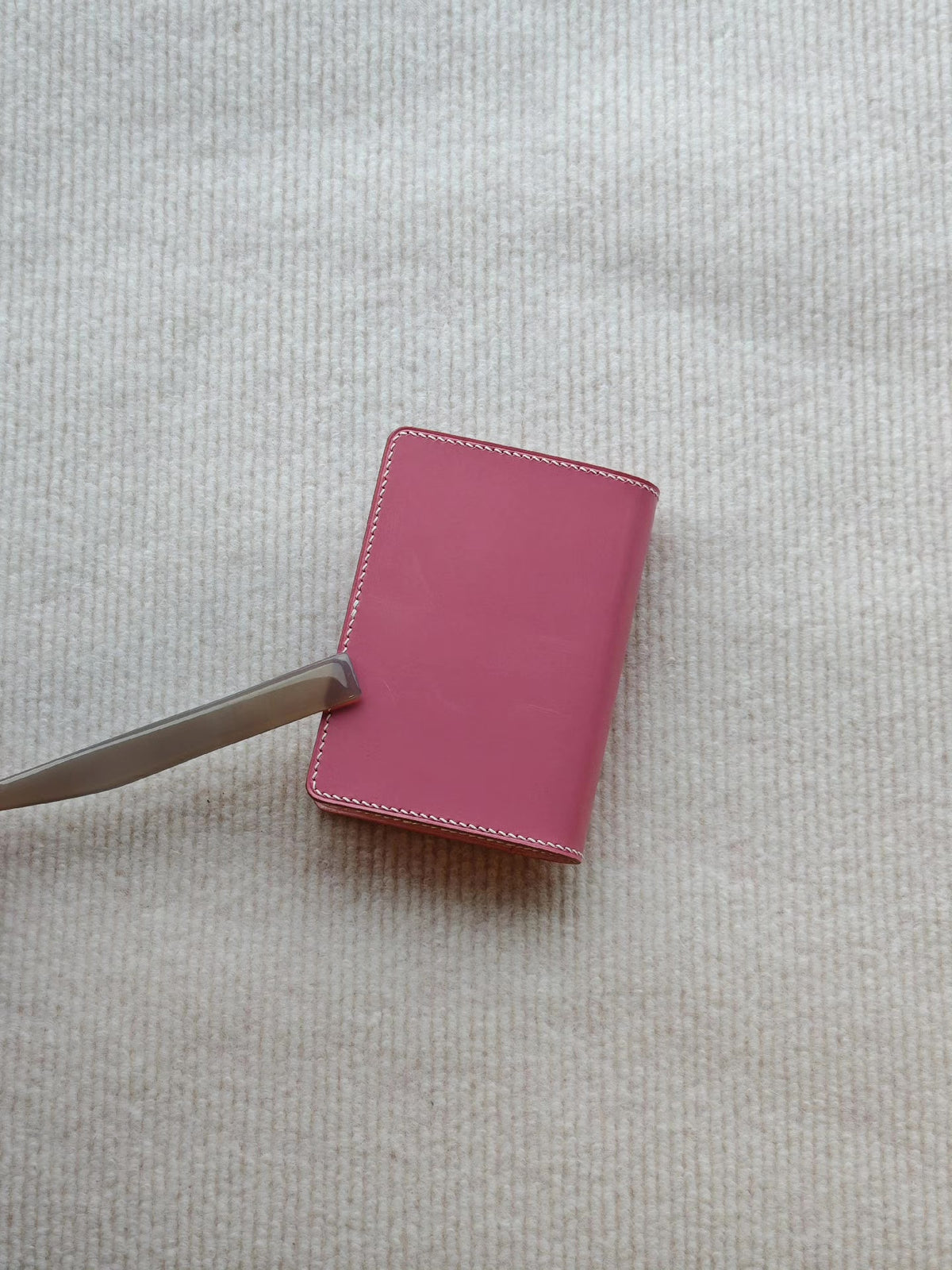 Pink Leather Ring Binder with Six Rings